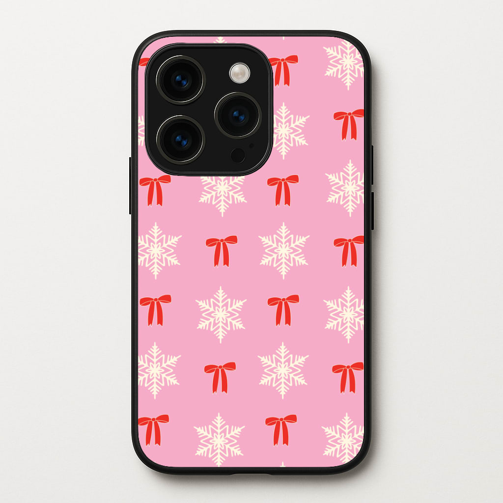 Coquette Bows And Snowflakes Pattern iPhone 15 Pro Max Case