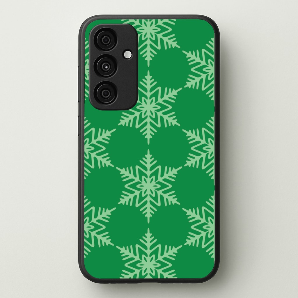 Green Giant Snowflakes Christmas Pattern Galaxy A55 Case