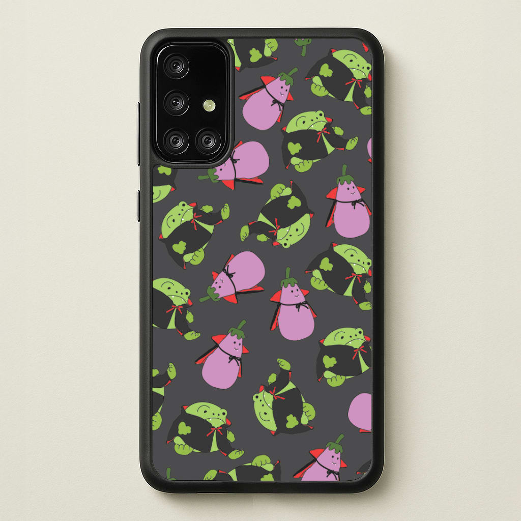 Vampire Frogs And Vegetables Pattern - Halloween Galaxy A71 Case