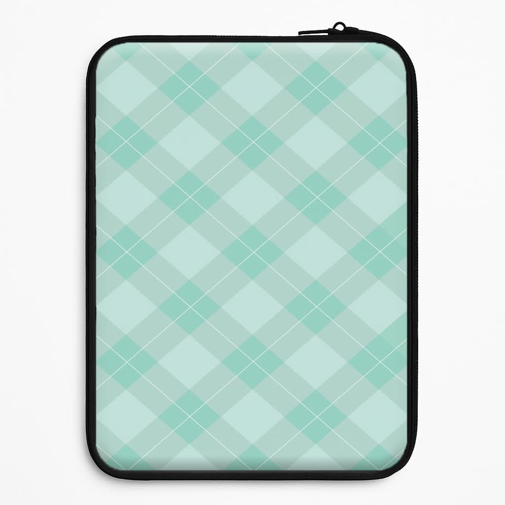 Light Cyan Tartan Christmas Pattern Laptop Sleeve