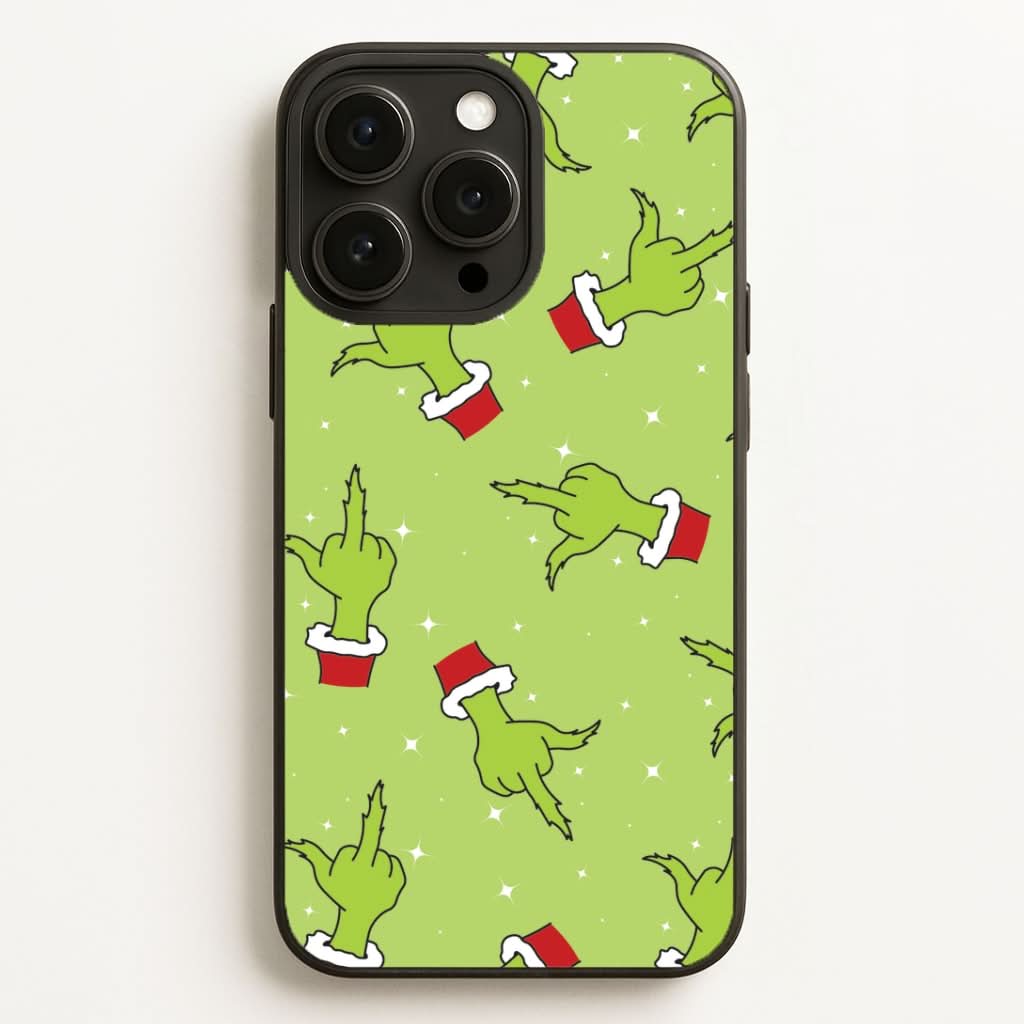 Green Middle Finger Christmas Pattern Phone Case for Apple iPhone, Samsung Galaxy, Huawei and Google Pixel