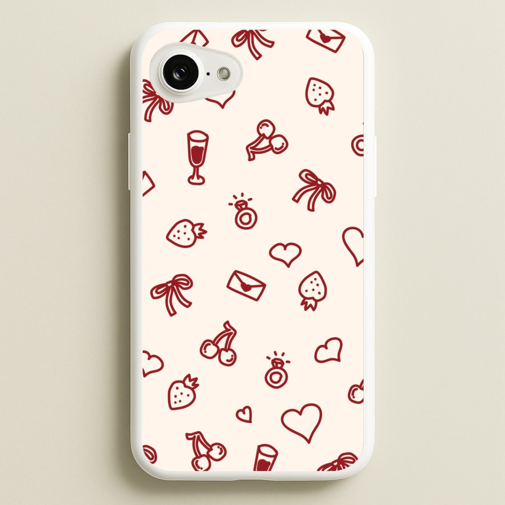 Valentines Doodles iPhone 16e Case