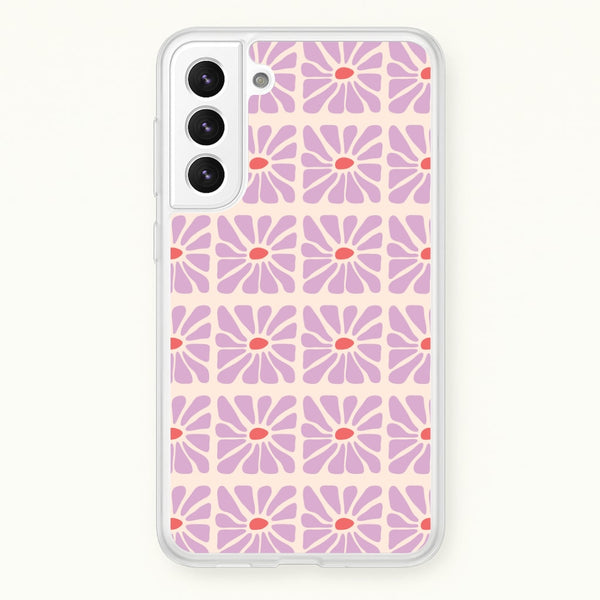 Square Abstract Flowers Mauve Galaxy S21 Case