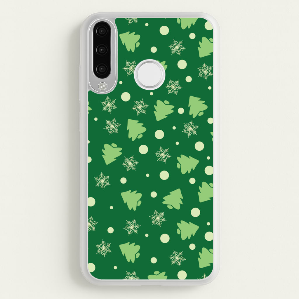 Cartoon Christmas Trees And Snowflakes Pattern Huawei P30 Lite Case