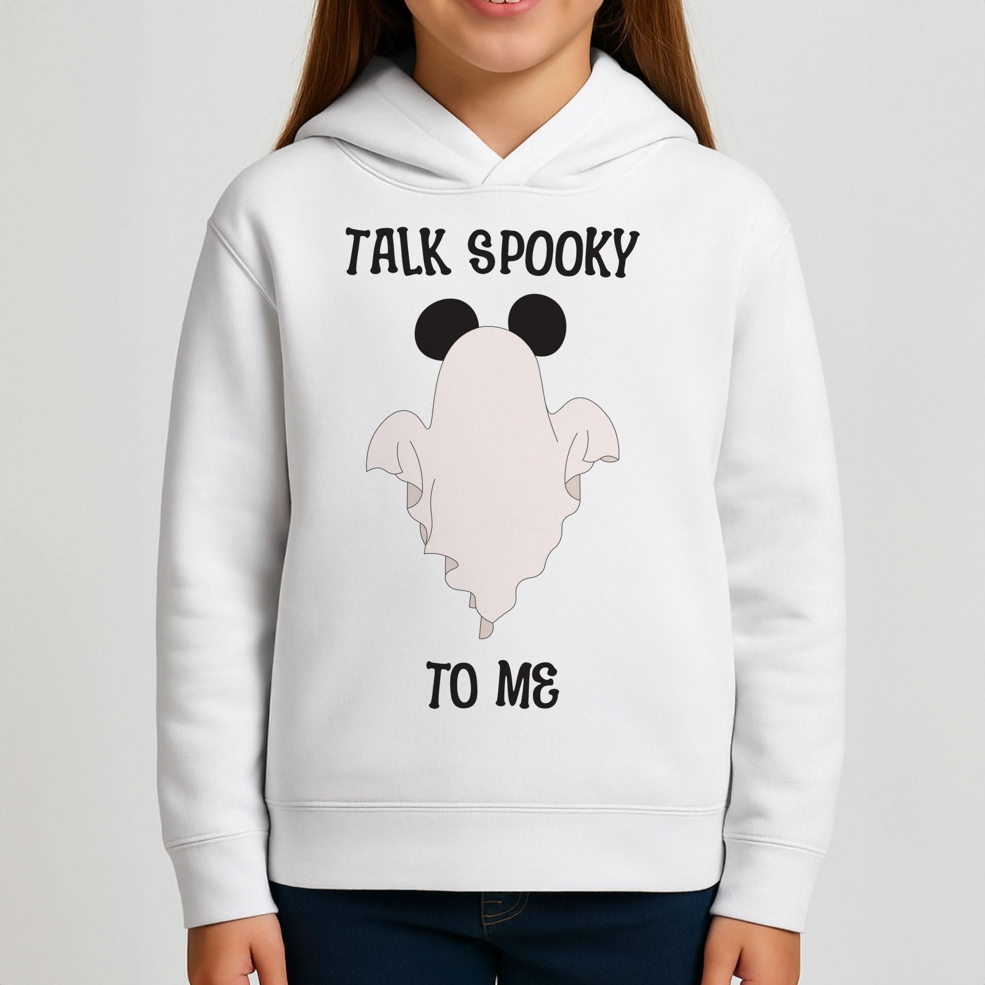 Talk Spooky To Me Mouse Ghost Girls Hoodie