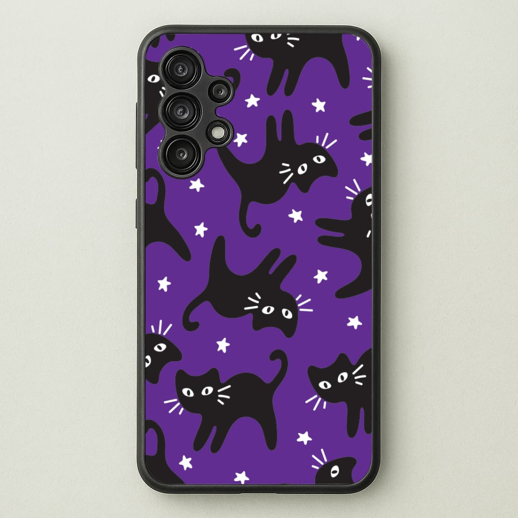 Cartoon Black Cats And Stars Pattern Galaxy A13 Case