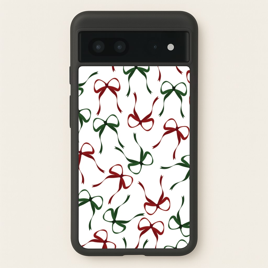 Red And Green Coquette Christmas Bows Pattern Google Pixel 7 Case