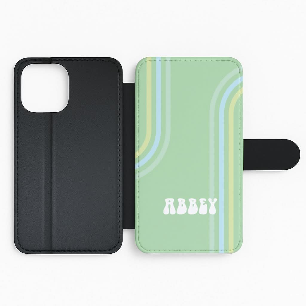 Retro Green Personalised Name Flip Phone Case