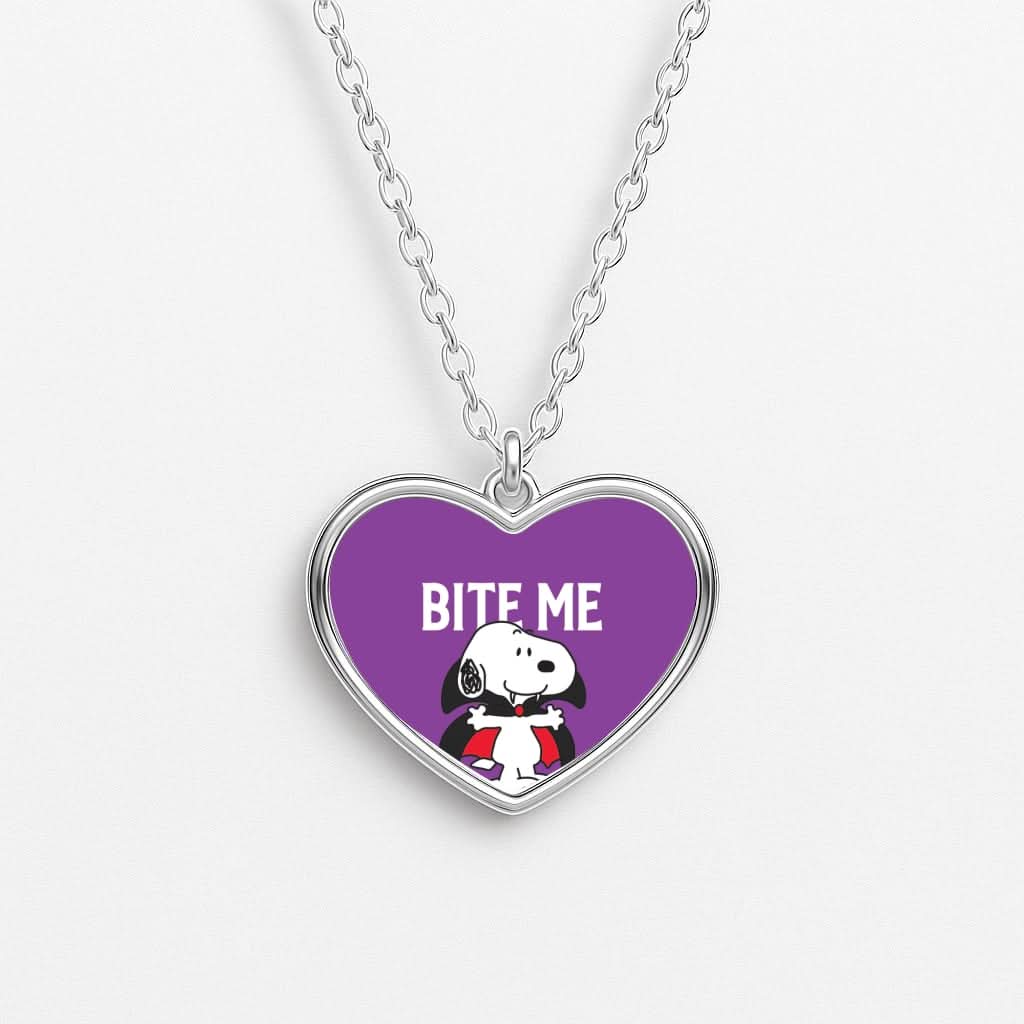Bite Me Cartoon Beagle Heart Necklace