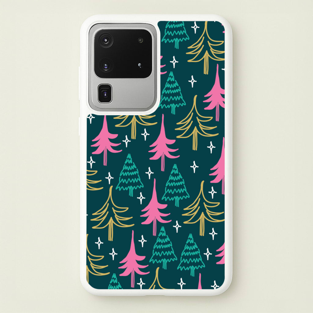 Colourful Sketched Christmas Trees Pattern Galaxy S20 Ultra Case