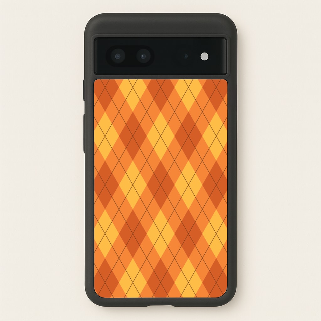 Orange Argyle Pattern Google Pixel 7 Case