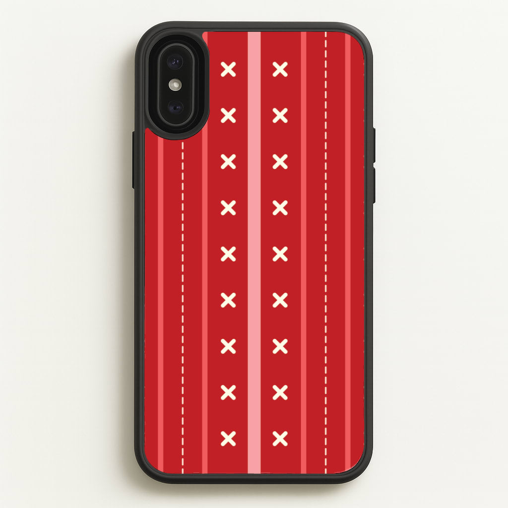 Stripes And Stitches Red Christmas Pattern iPhone XS Max Case