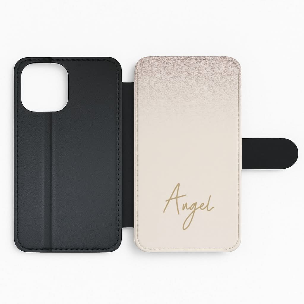 Peach Glitter Personalised Name Flip Phone Case
