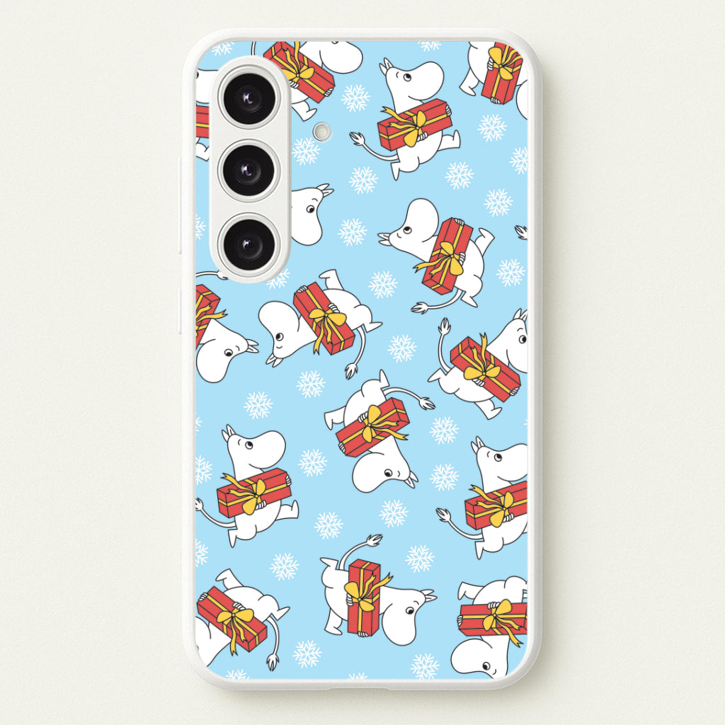 Present And Snowflakes Moom Pattern Galaxy S25 Plus Case