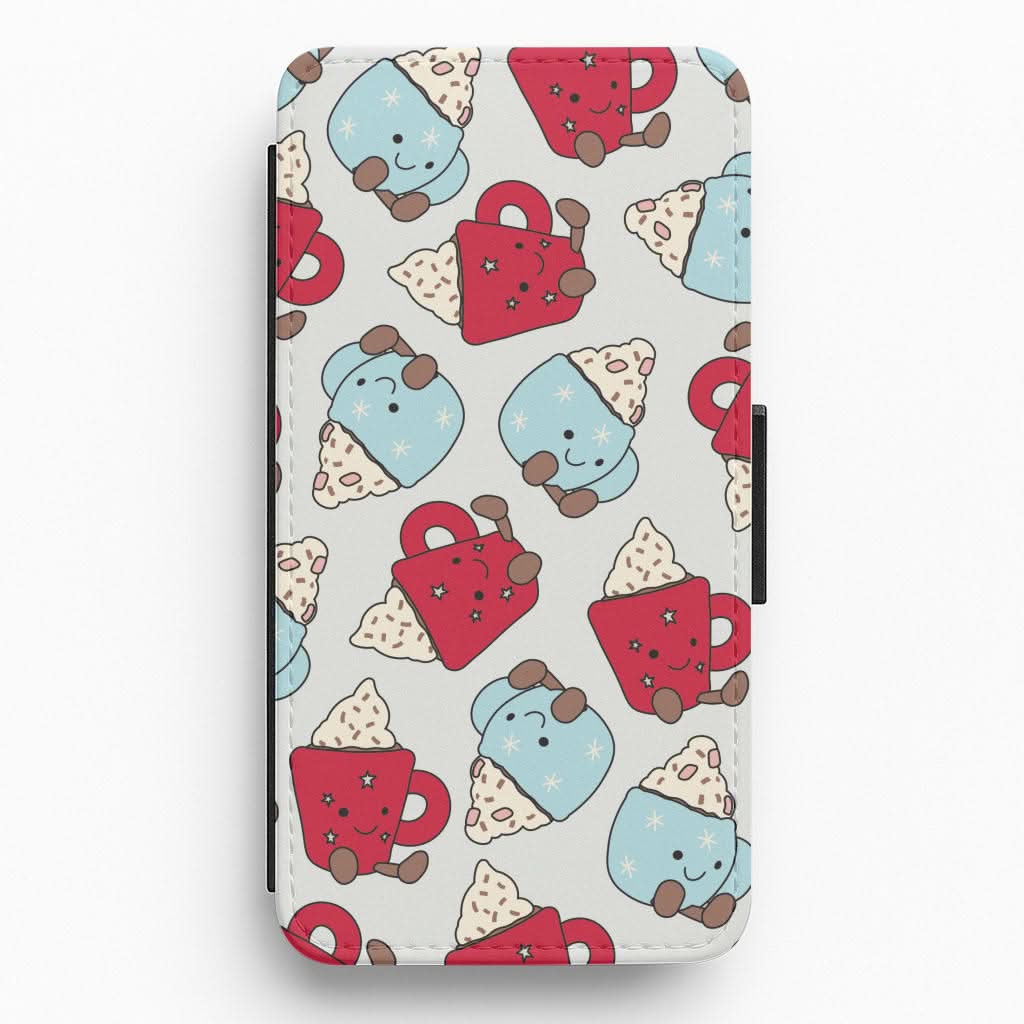 Christmas Drinks Plushies Pattern Flip / Wallet Phone Case