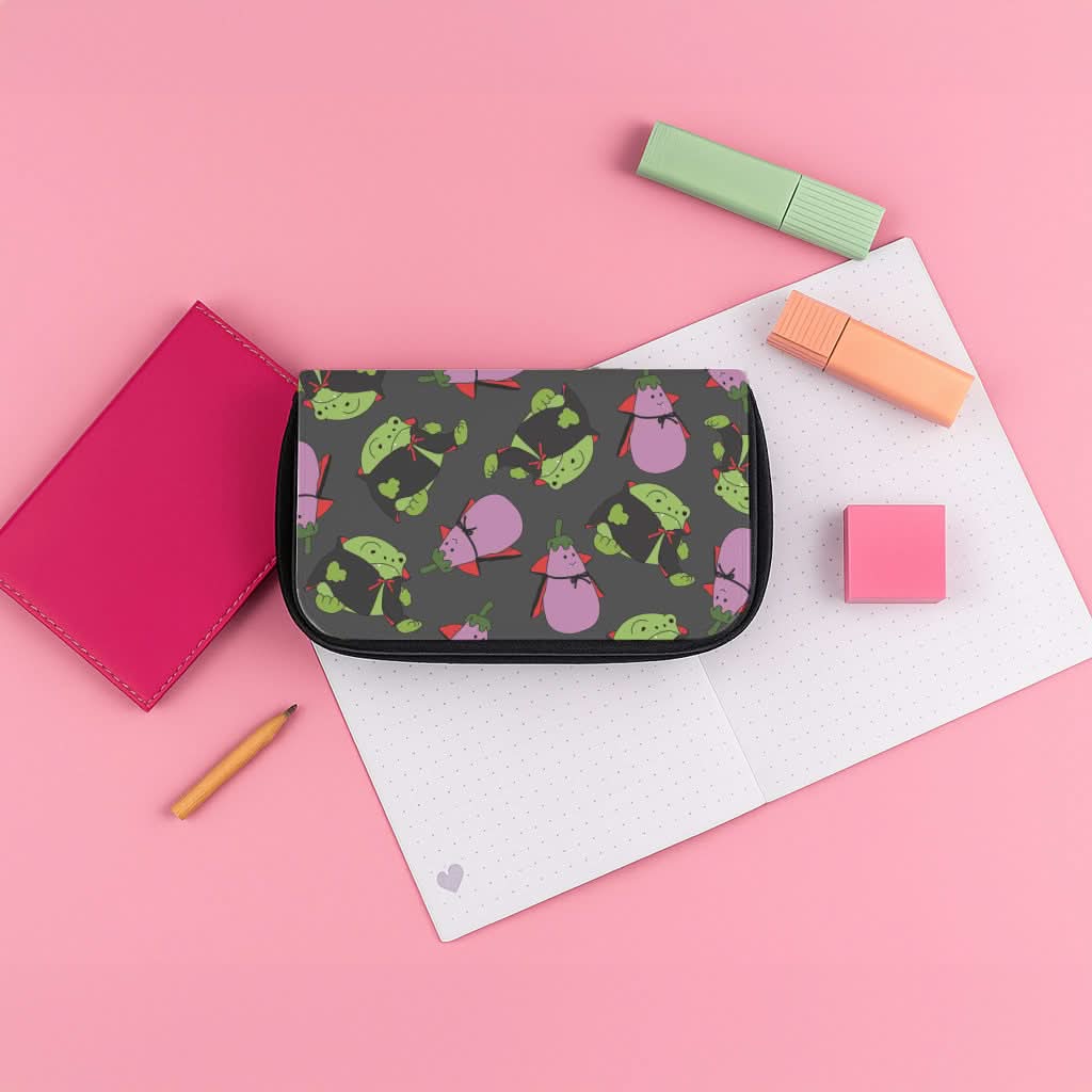 Vampire Frogs And Vegetables Pattern - Halloween Pencil Case