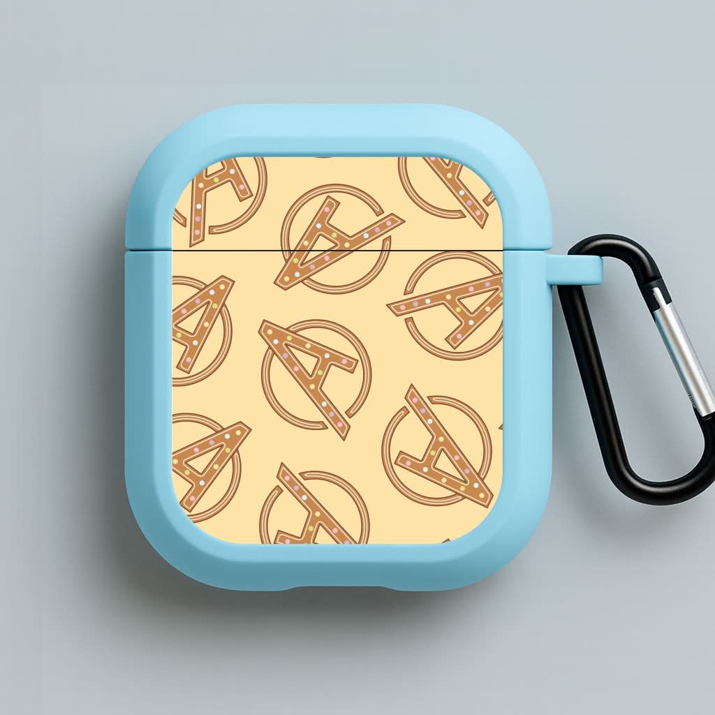 Superhero Team Gingerbread Pattern Blue AirPods Case