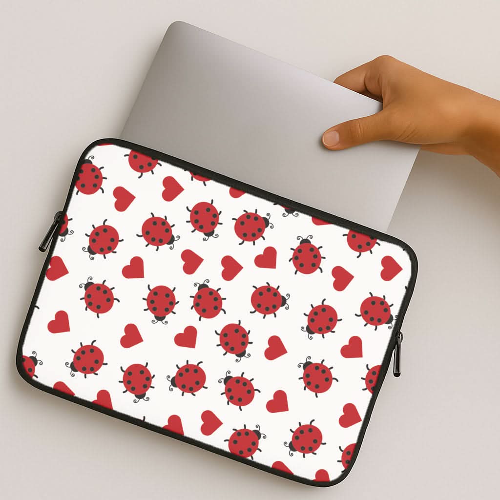 Ladybugs And Hearts Pattern MacBook Cover