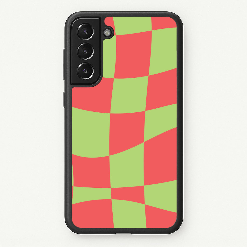Abstract Red And Green Christmas Pattern Galaxy S21FE Case