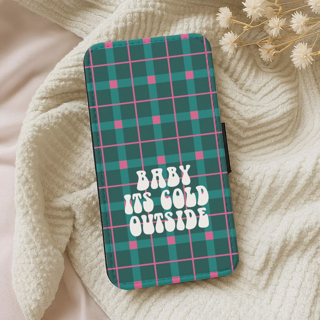 Baby It's Cold Outside Tartan Leather Phone Case