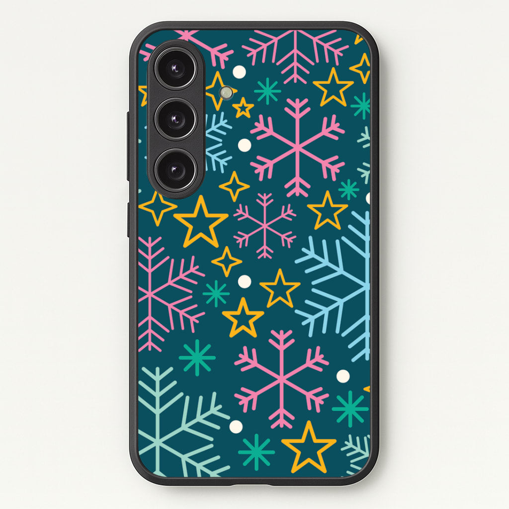 Colourful Christmas Symbols Pattern Galaxy S25 Case