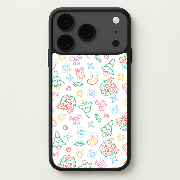 Neon Christmas Icons Pattern II iPhone 17 Pro Case