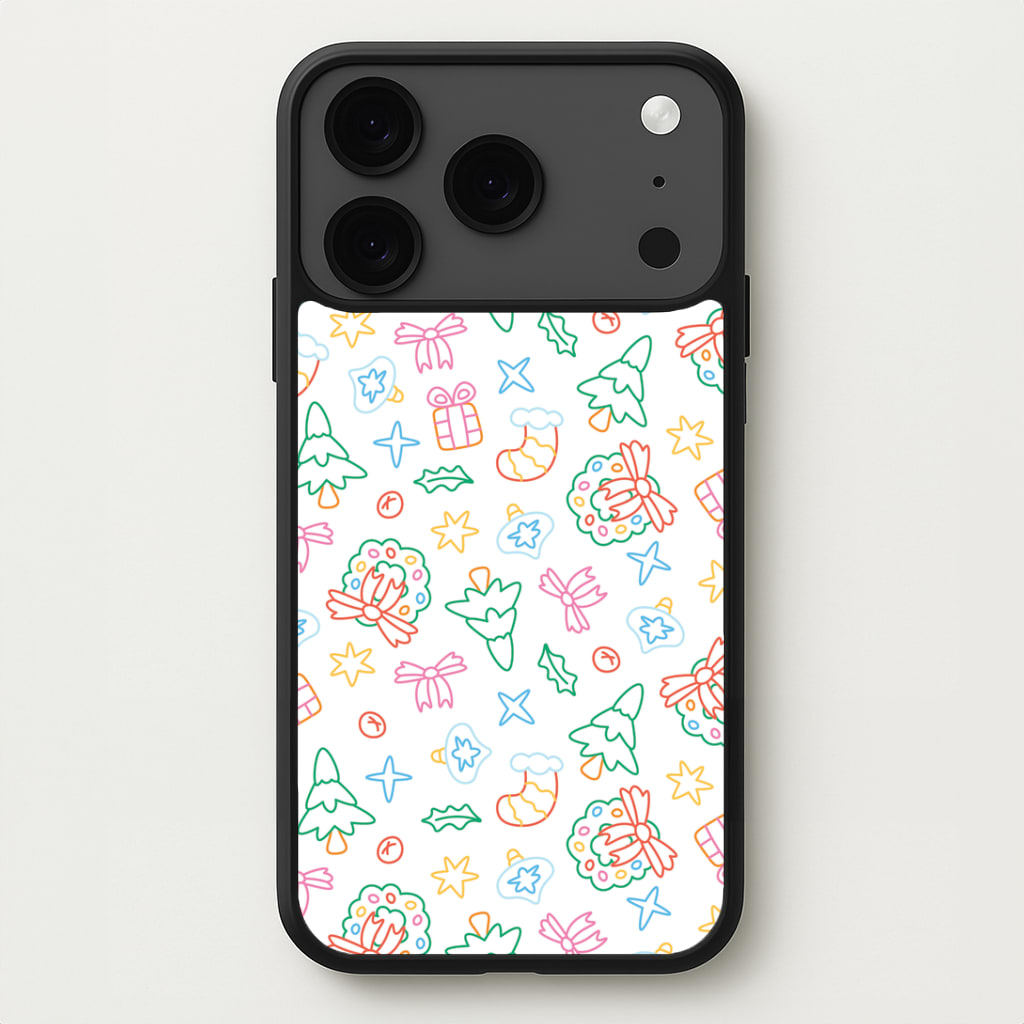 Neon Christmas Icons Pattern II iPhone 17 Pro Max Case