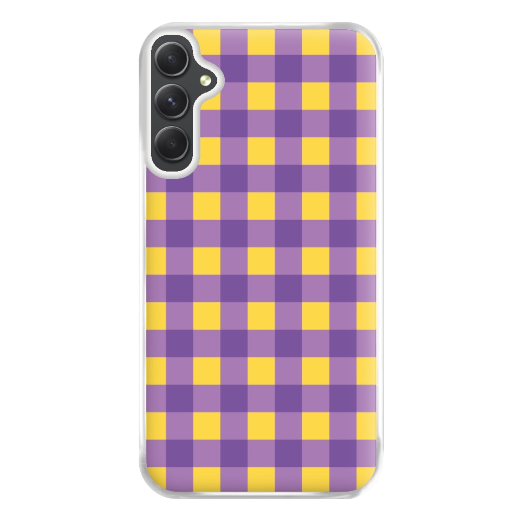 Purple And Yellow Checkered Pattern Galaxy A34 Case