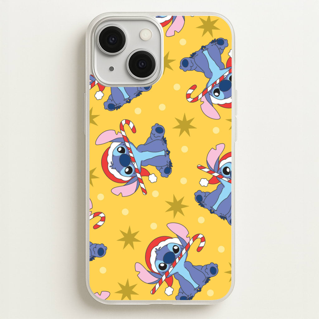 Cute Blue Alien Candycane Christmas Pattern iPhone 13 Mini Case