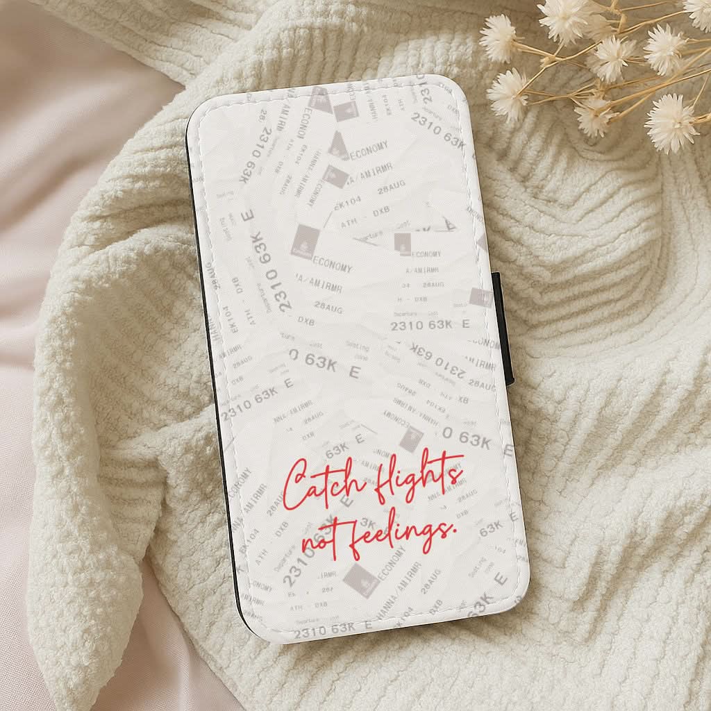 Catch Flights Not Feelings Collage Leather Phone Case