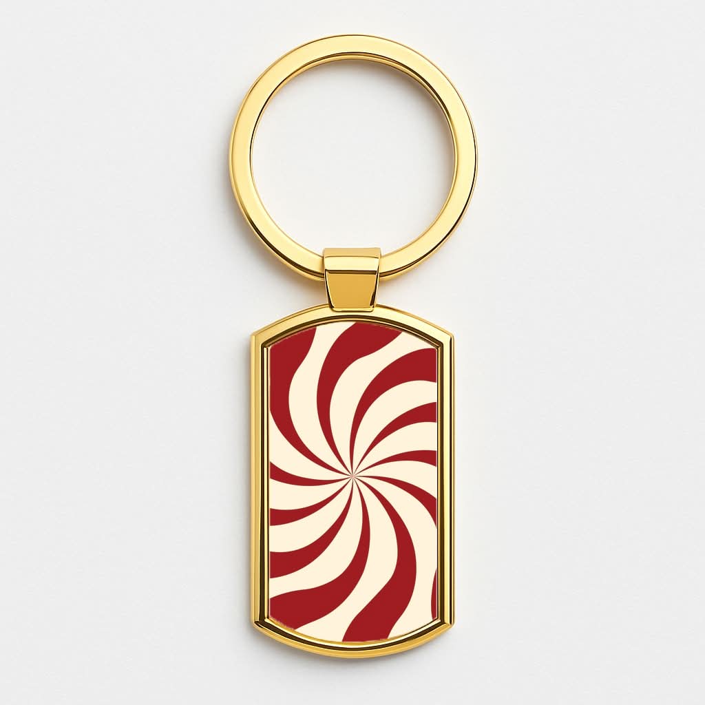 Peppermint Swirl Pattern Gold Keyring