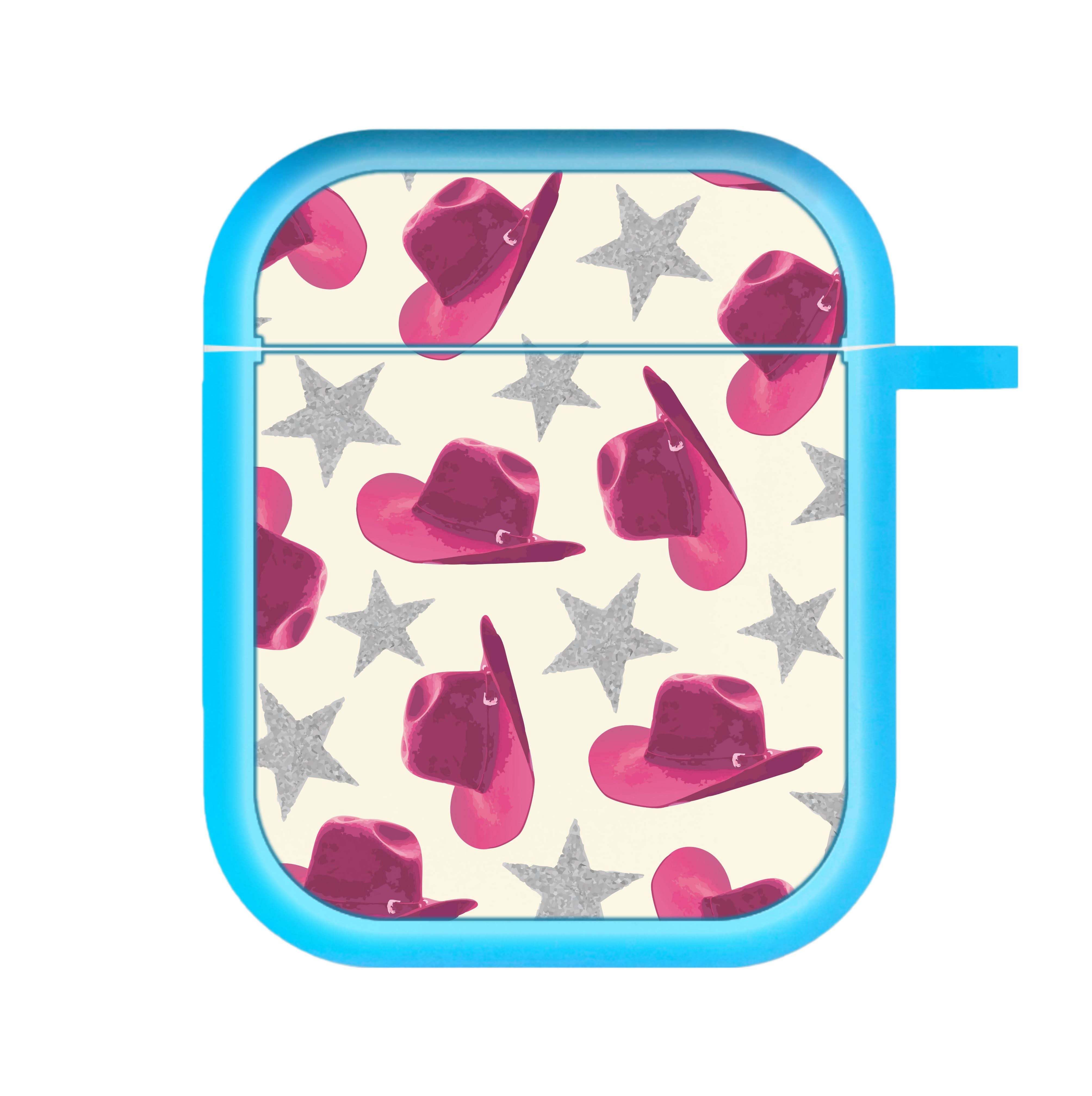 Pink Cowboy Hats And Stars Pattern AirPods Case