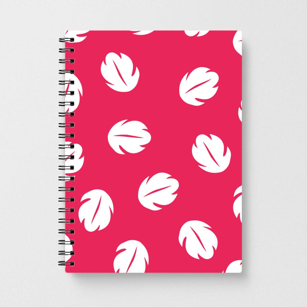 Red And White Cartoon Leaves Pattern Notebook
