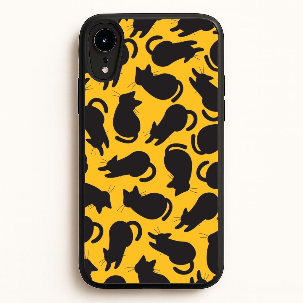 Black Cat Silhouettes Pattern iPhone XR Case