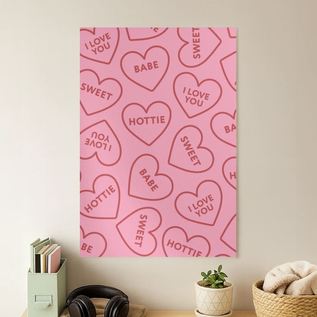 Quote Love Hearts Pattern Poster