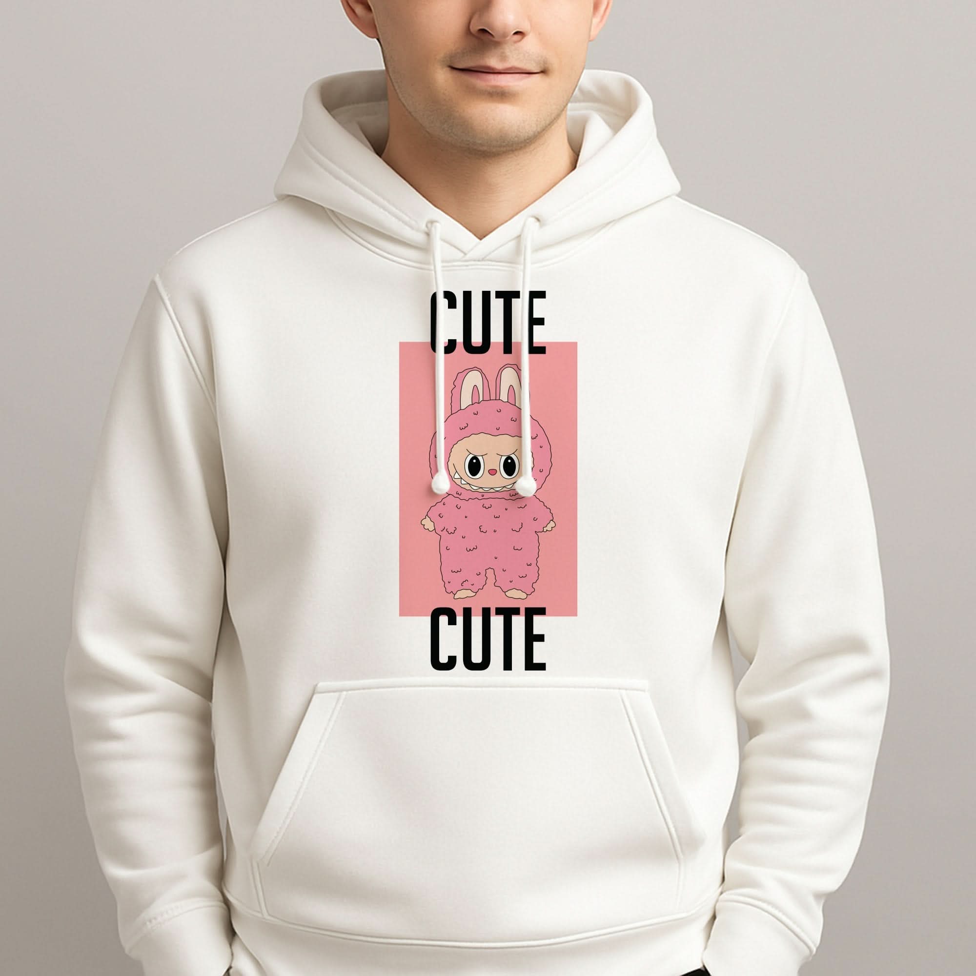 Cute Pink Monster Mens Hoodie