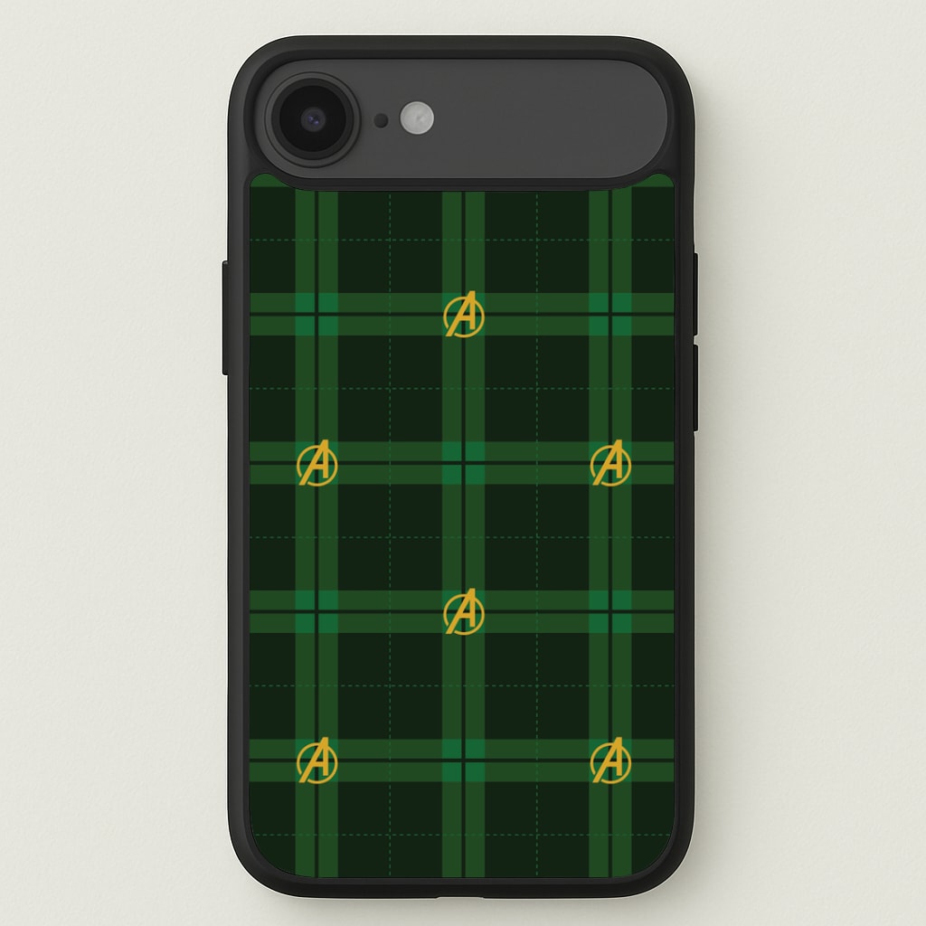 Superhero Team Green Tartan Pattern iPhone 17 Air Case