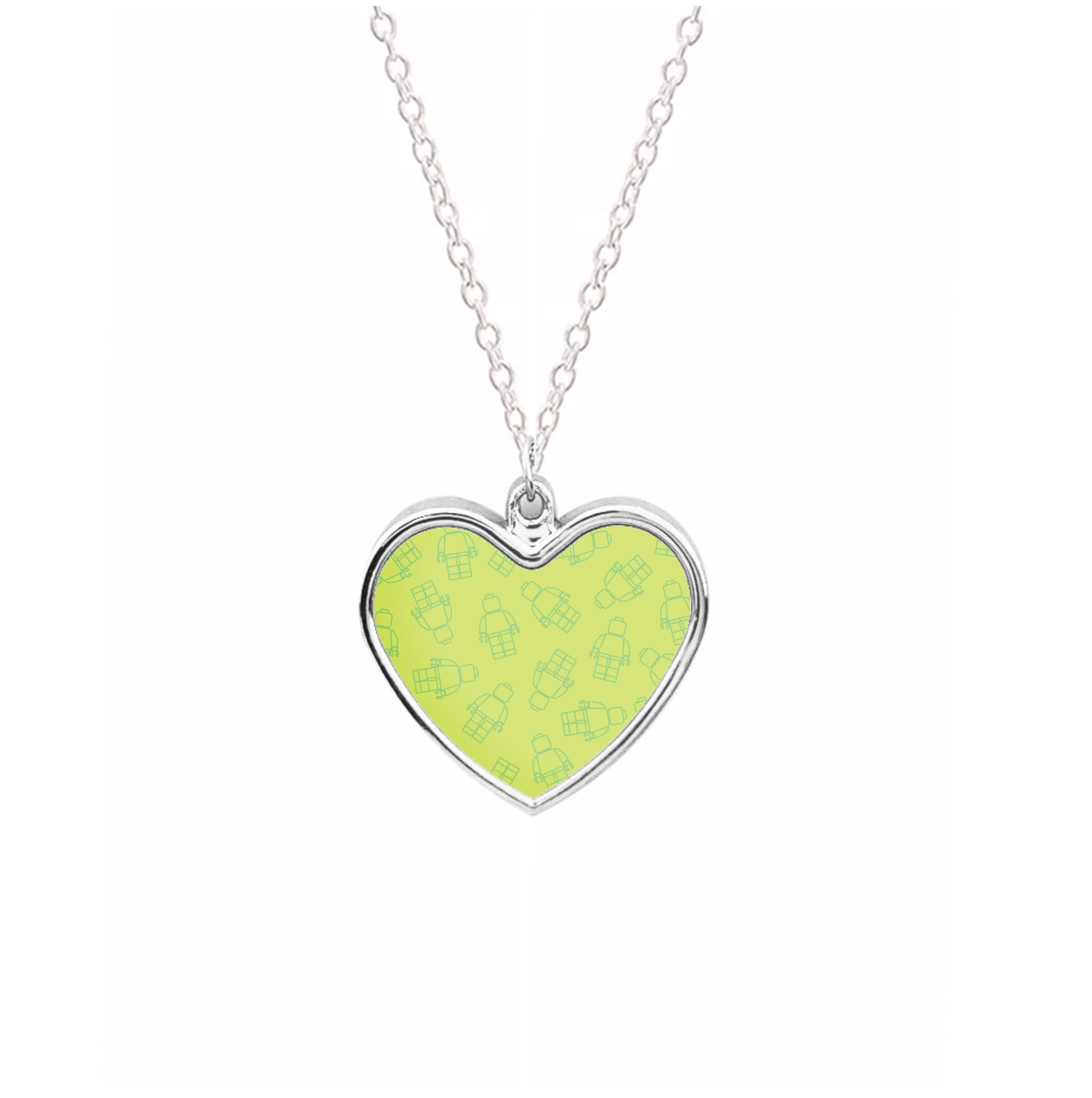 Bricks Figures Pattern Green Necklace