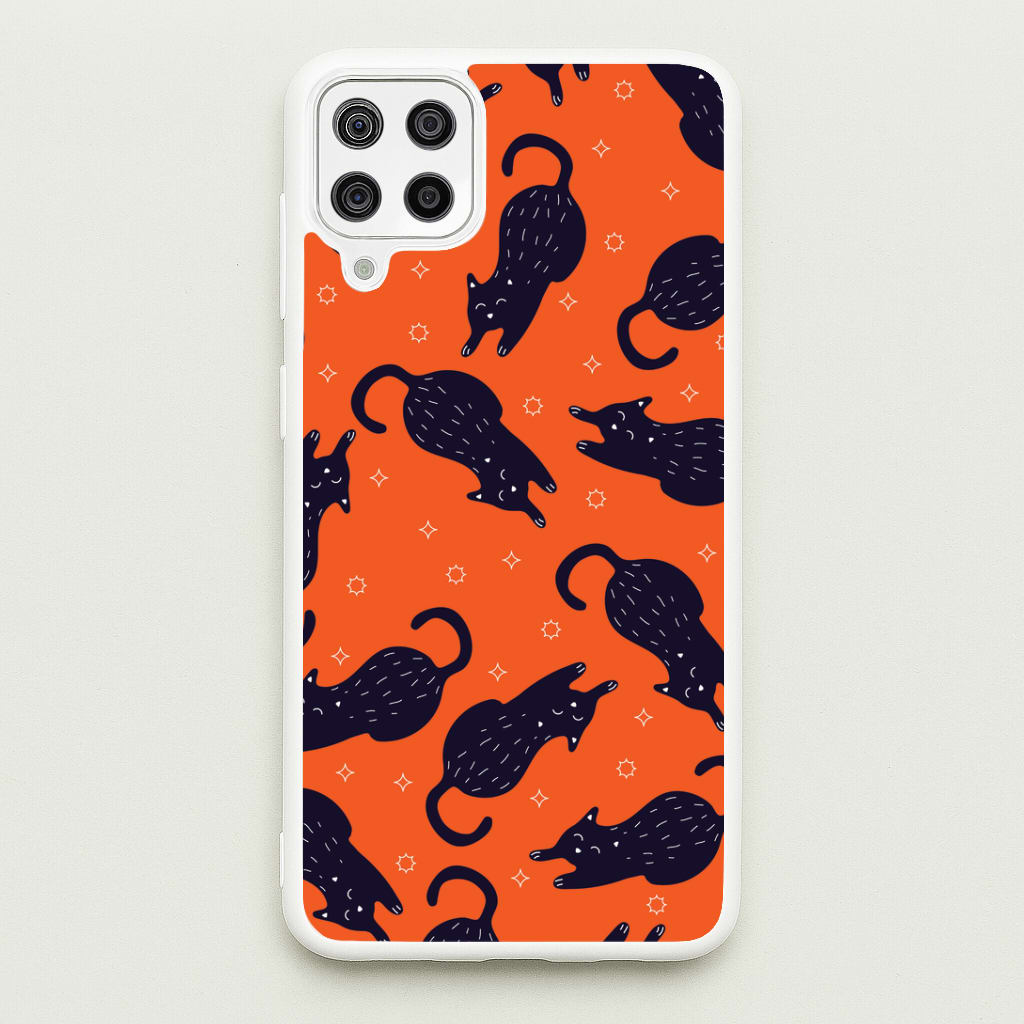 Black Cats And Stars Pattern Galaxy A12 Case