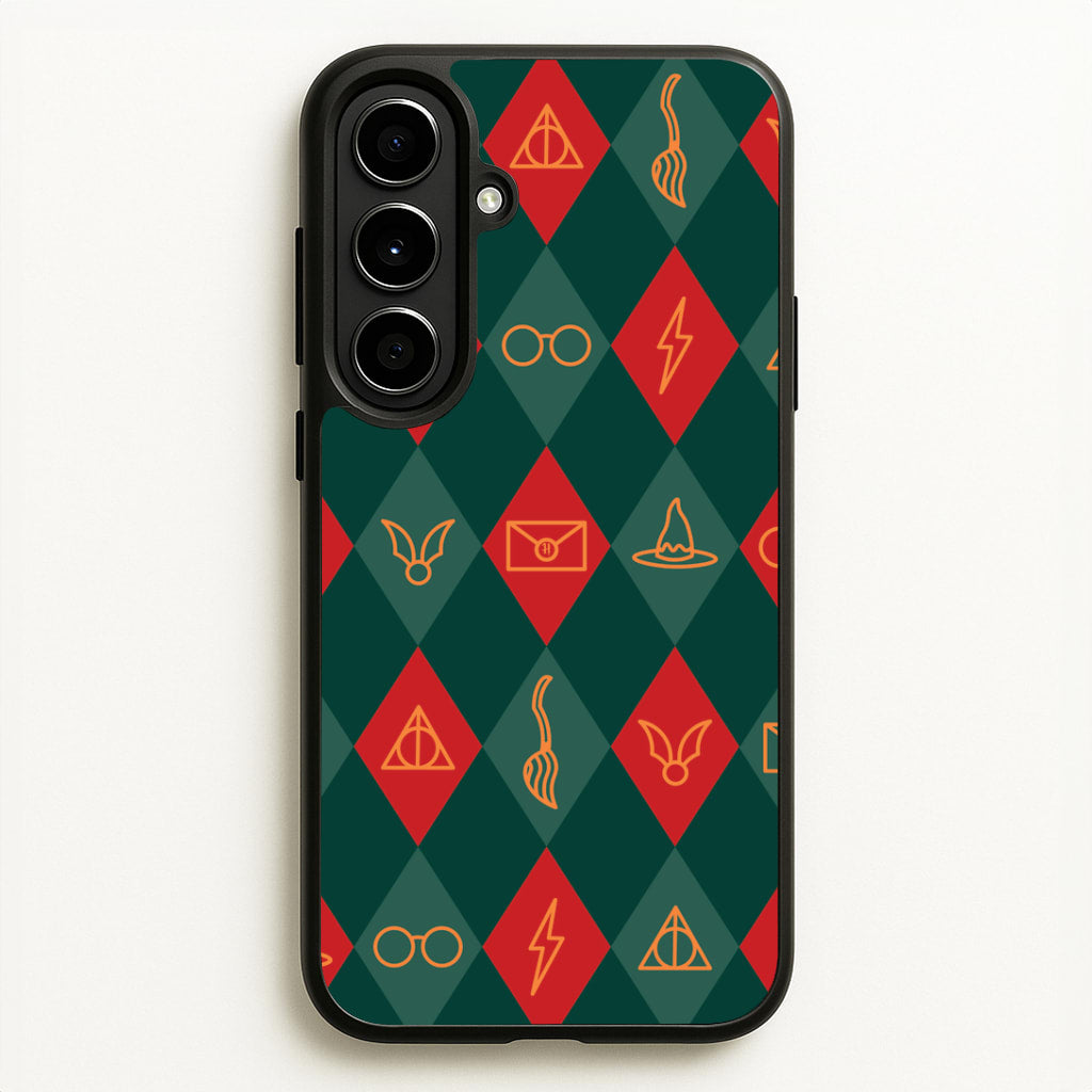 Christmas Wizard Icons Argyle Pattern Galaxy A56 Case