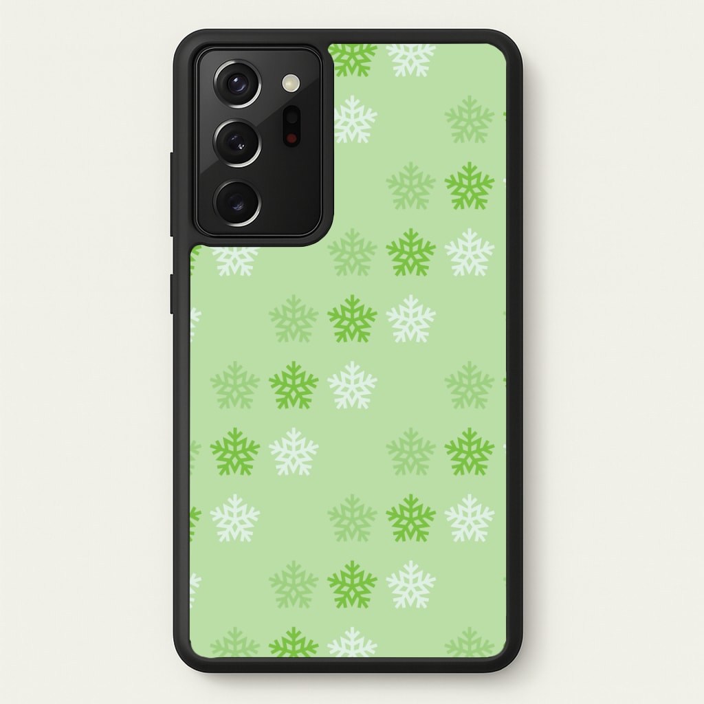 Green Slowflakes Christmas Pattern Galaxy Note 20 Ultra Case