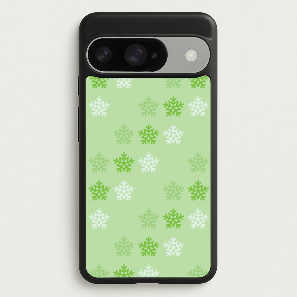 Green Slowflakes Christmas Pattern Google Pixel 10 / 10 Pro Case