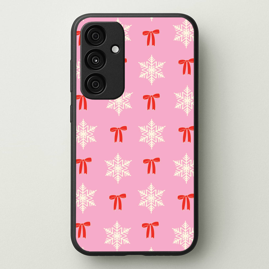 Coquette Bows And Snowflakes Pattern Galaxy A35 Case