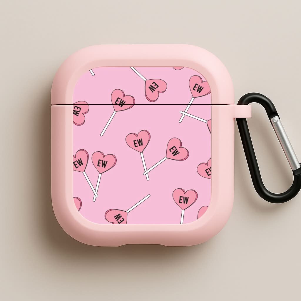 Ew Love Heart Lolipops Pattern Pink AirPods Case