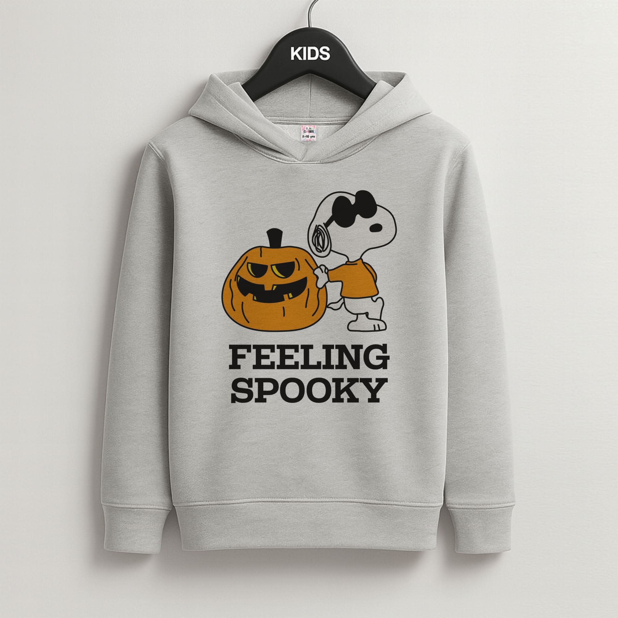 Feeling Spooky Cartoon Beagle Grey Kids Hoodie