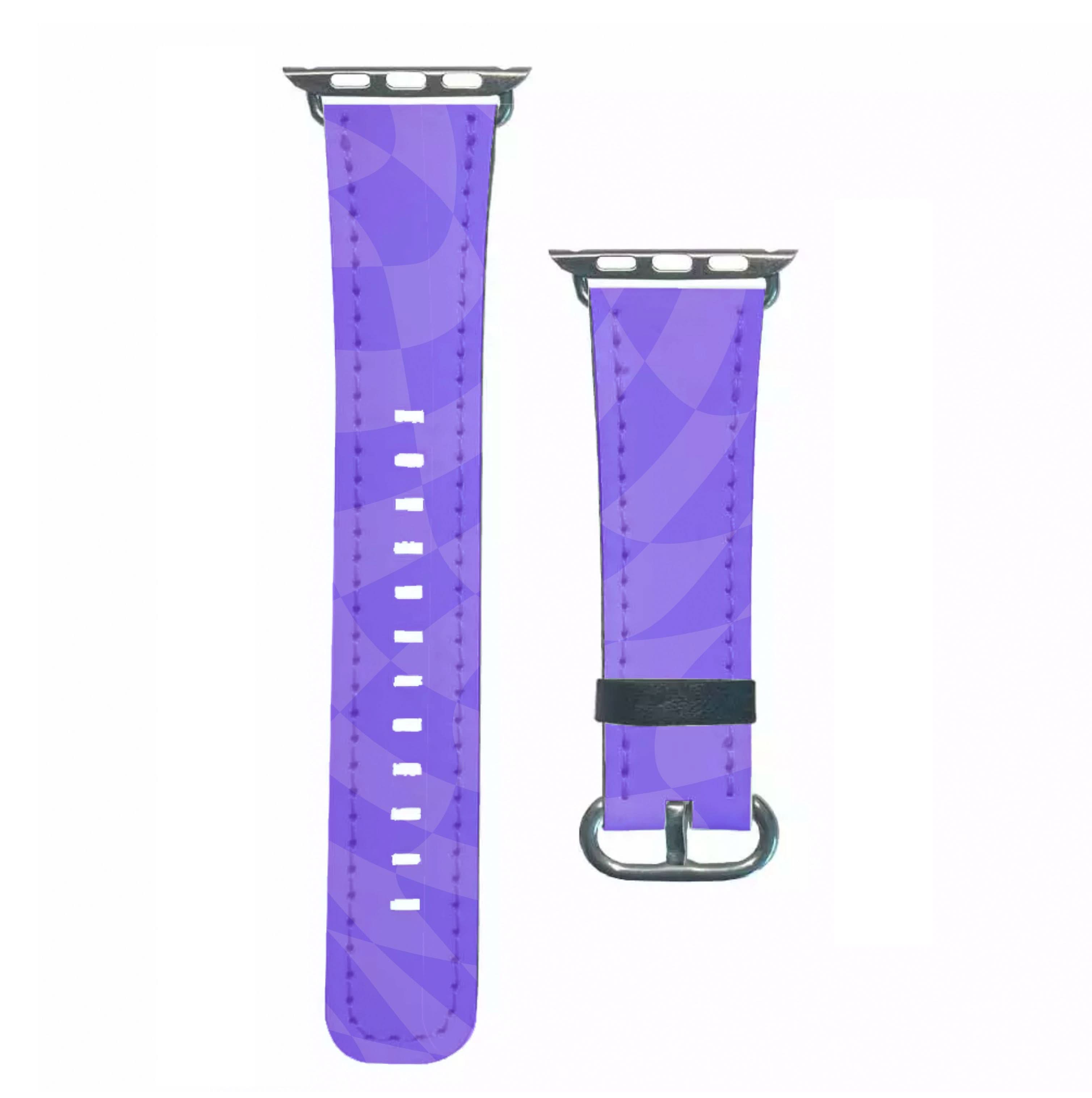 Purple Trippy Checkerboard Pattern Apple Watch Strap