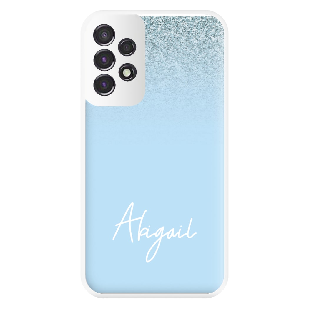 Blue Glitter Personalised Name Galaxy A53 Case