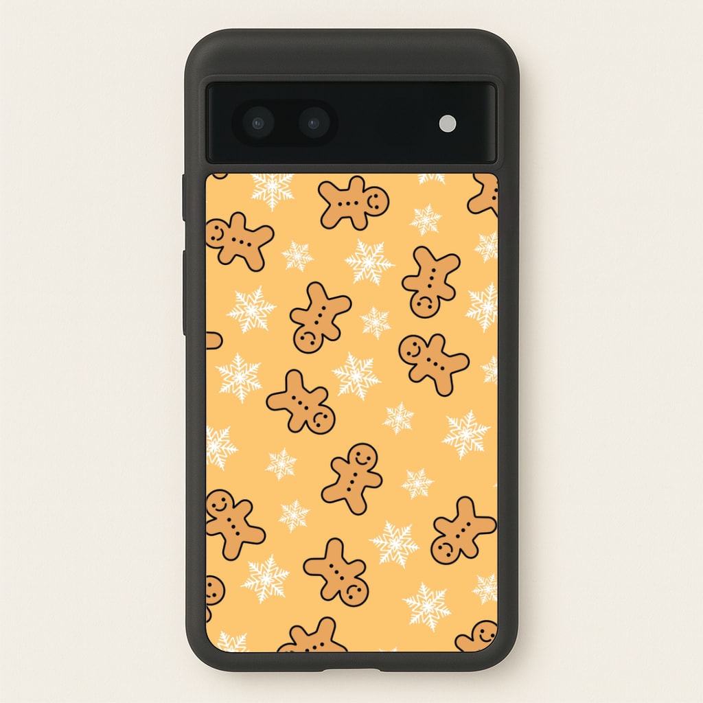 Cute Gingerbread And Snowflakes Pattern Google Pixel 6a Case