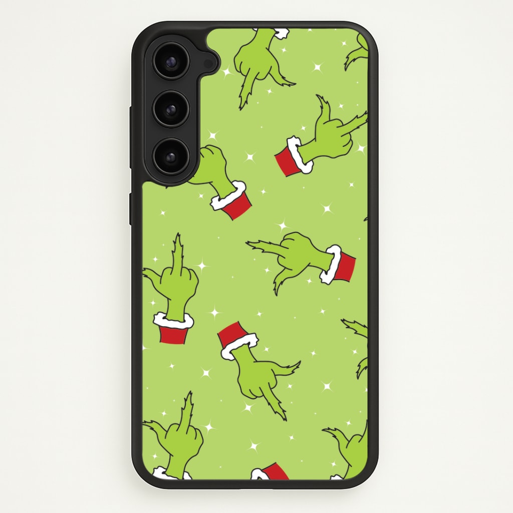 Green Middle Finger Christmas Pattern Galaxy S23 Plus Case