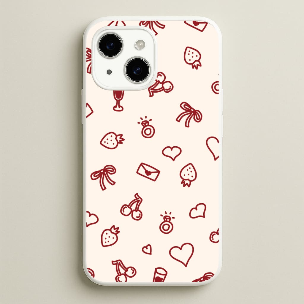 Valentines Doodles iPhone 14 Case